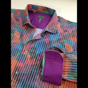 Mens Colorful Luchiano Visconti Shirt - Multicolor, Flip Cuffs, XXL Excellent!